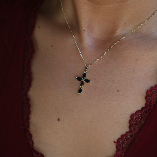 Lina Black Cross Necklace