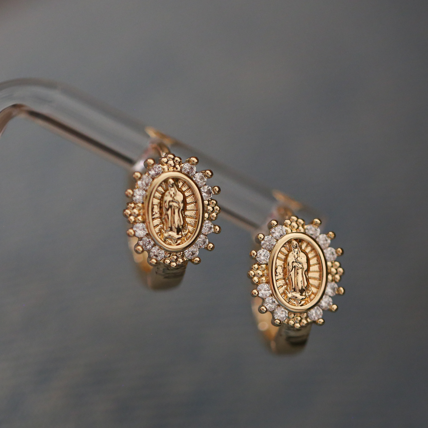 Mini Virgin Mary Hoop Earrings