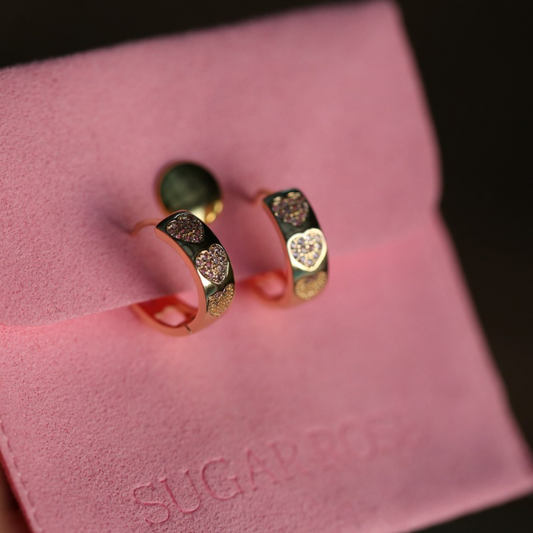 Carly Heart Huggie Hoop Earrings
