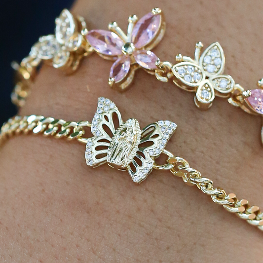 Monarch Butterfly Virgen de Guadalupe Bracelet