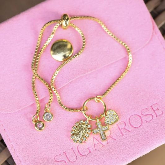Virgencita Guadalupe Cross Charm Bracelet