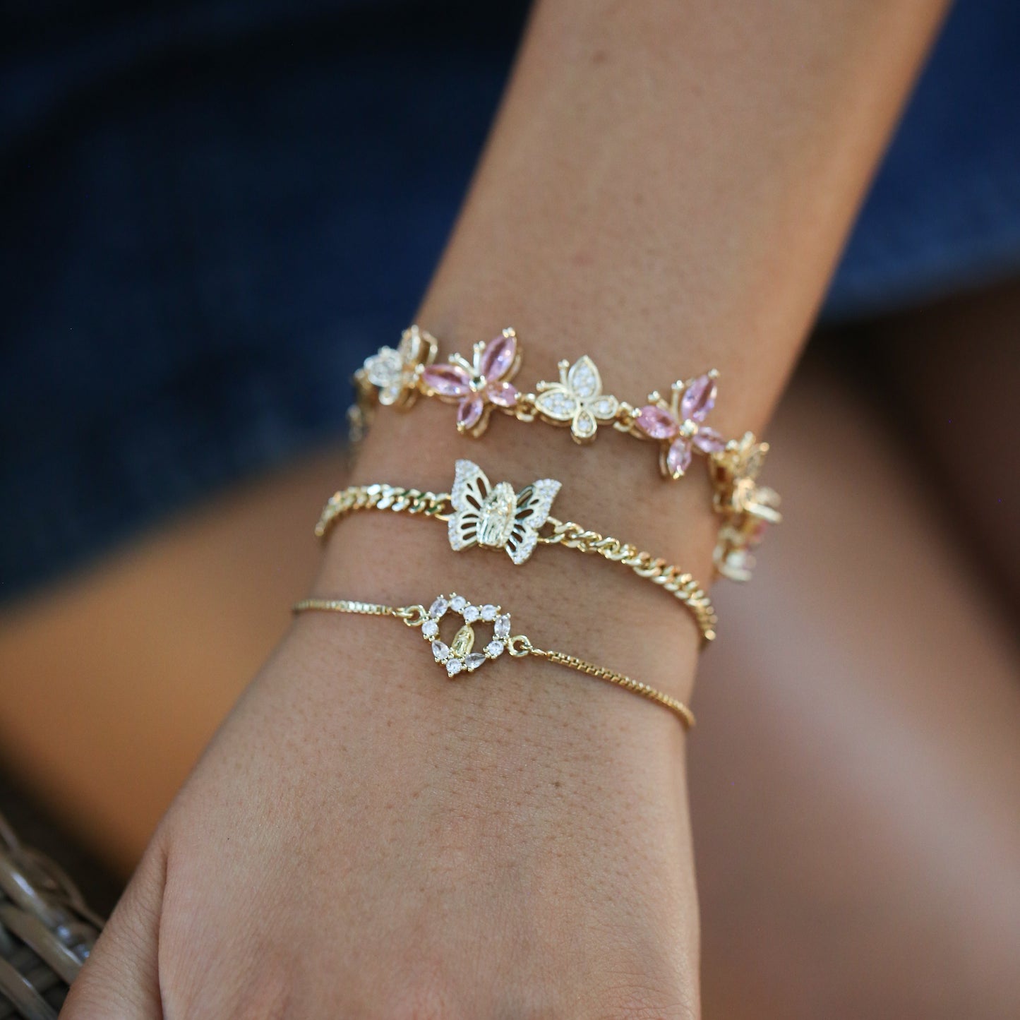 Monarch Butterfly Virgen de Guadalupe Bracelet