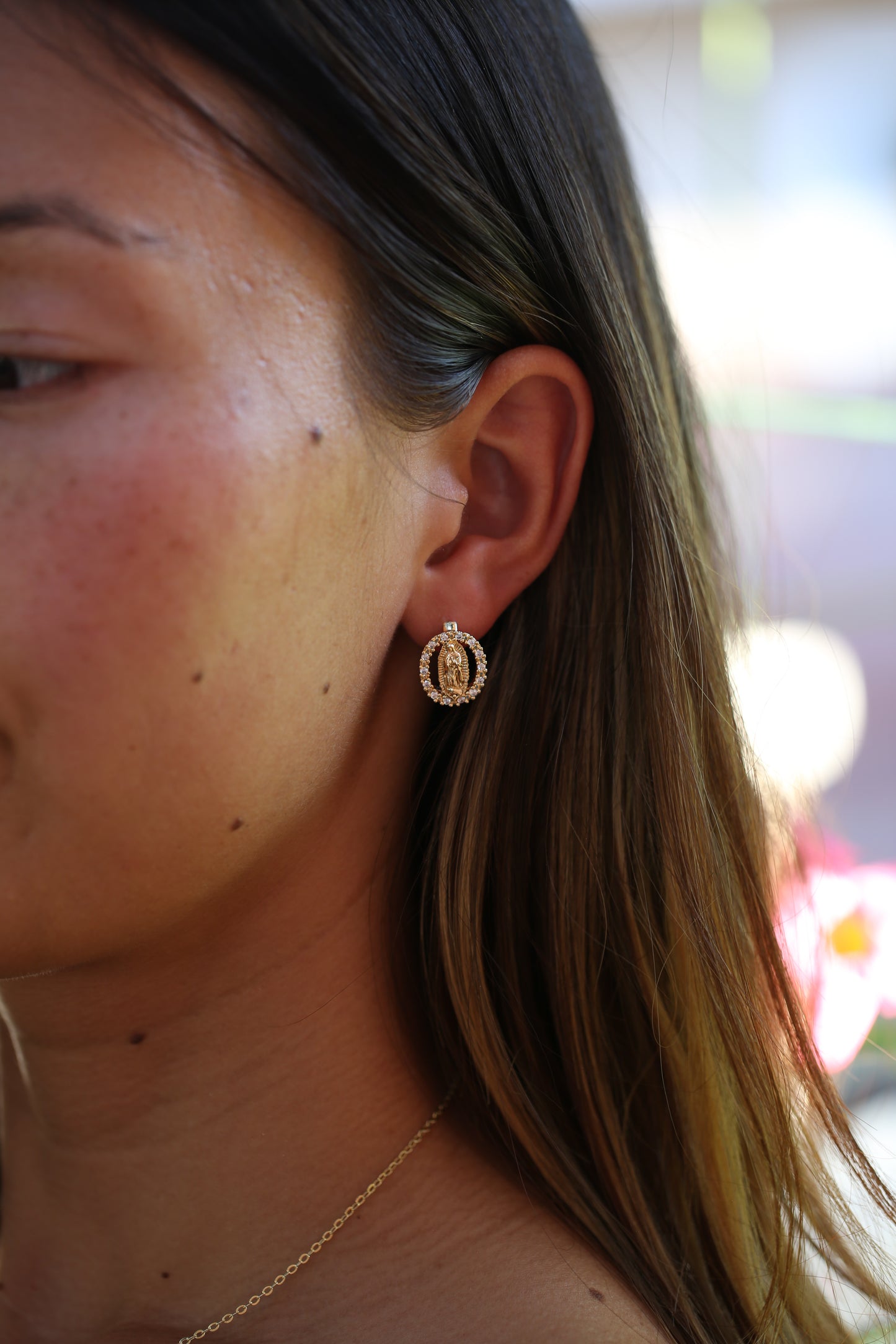 Virgencita Huggie Hoop Earrings