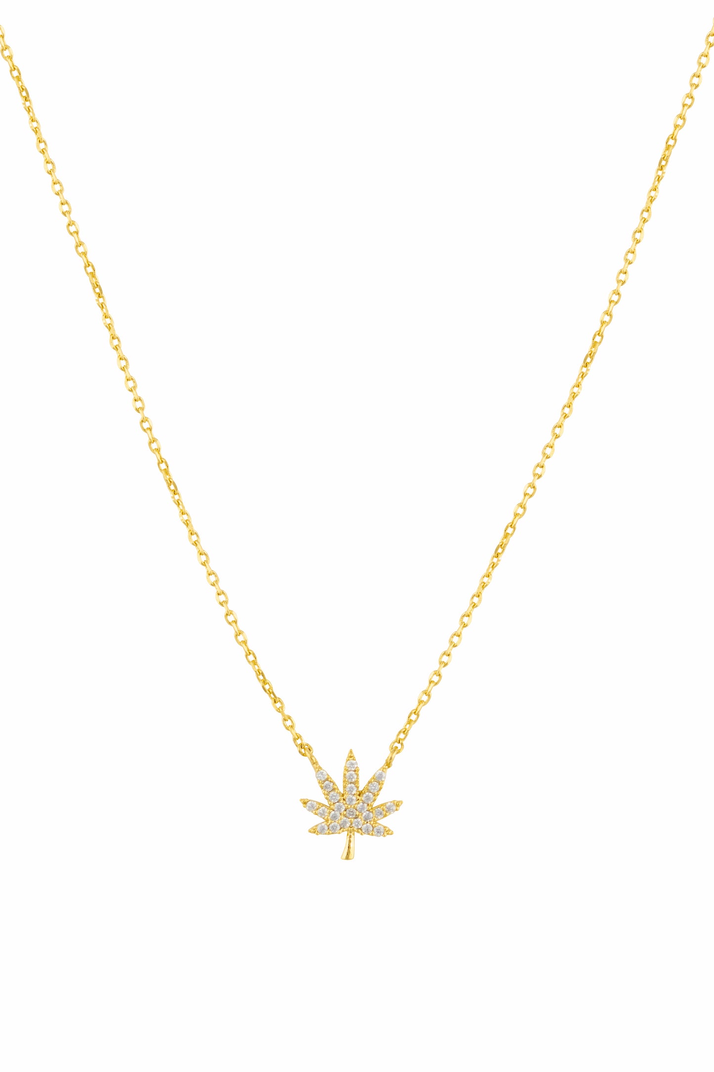 Gold Cannabis Dainty Necklace - Sugar Rose