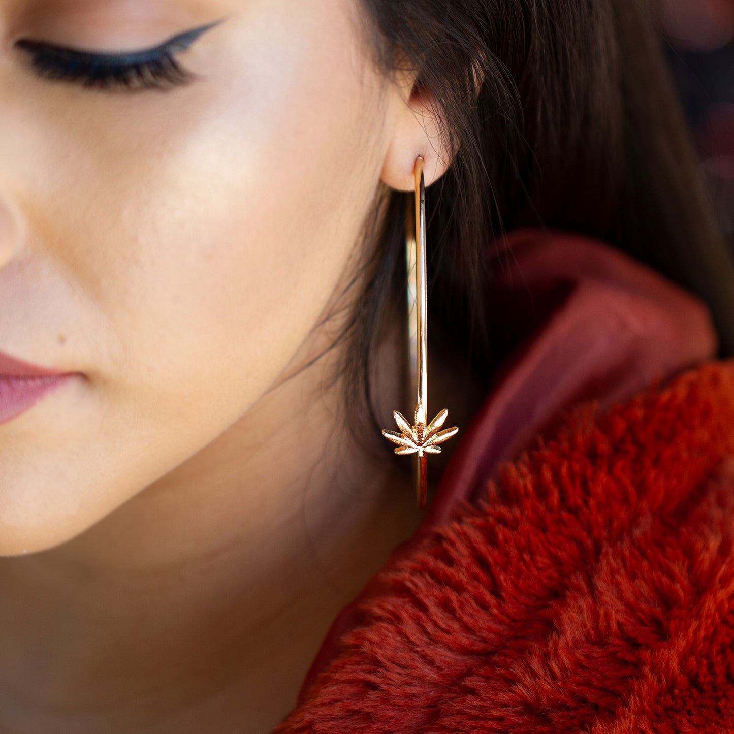 Cannabis Hoop Earrings - Sugar Rose
