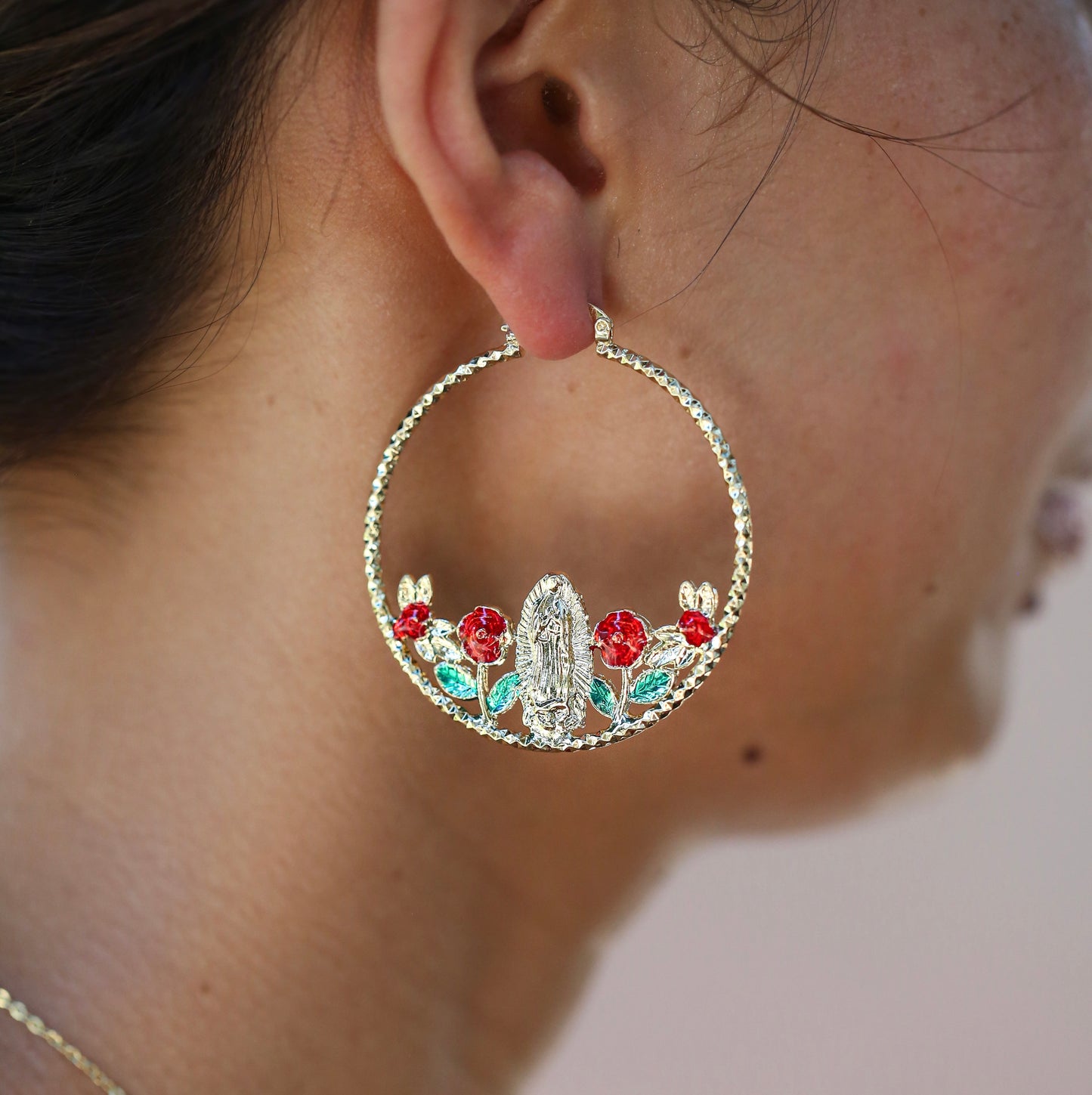 Selena Garden Virgencita Hoop Earrings