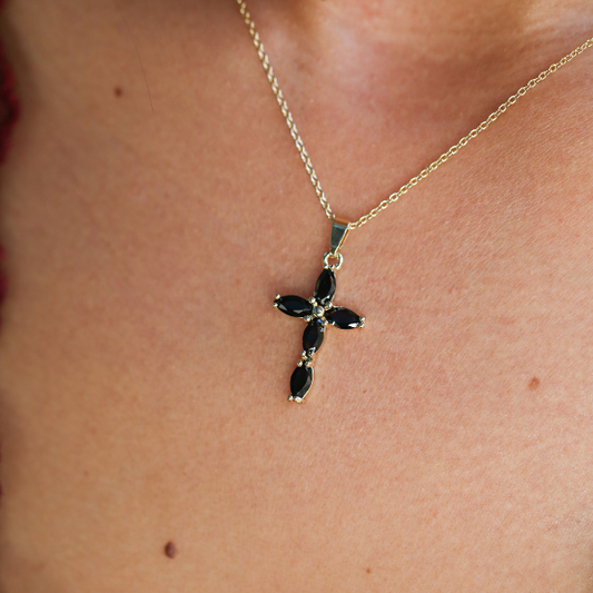 Lina Black Cross Necklace