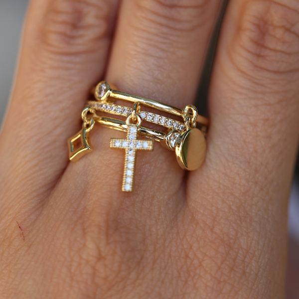 Cross Charm Ring