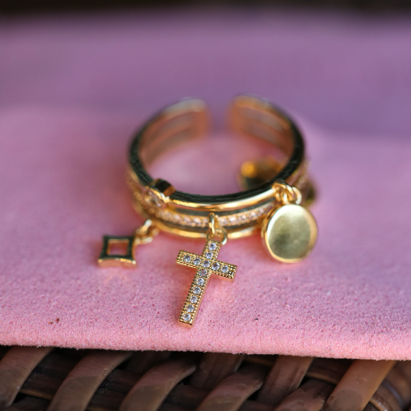 Cross Charm Ring