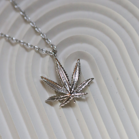 Dainty Silver Mary Jane Cannabis Necklace