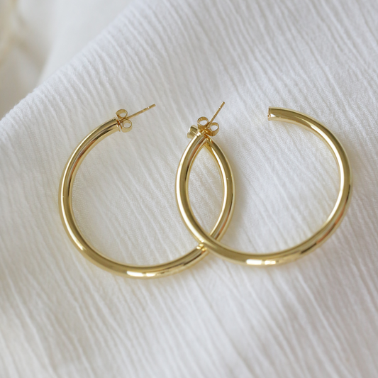 Cleo Gold Thick Hoop Earrings