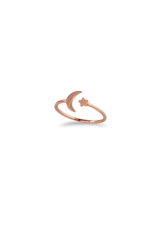 Star and Moon Charm Ring / Rose Gold - Sugar Rose