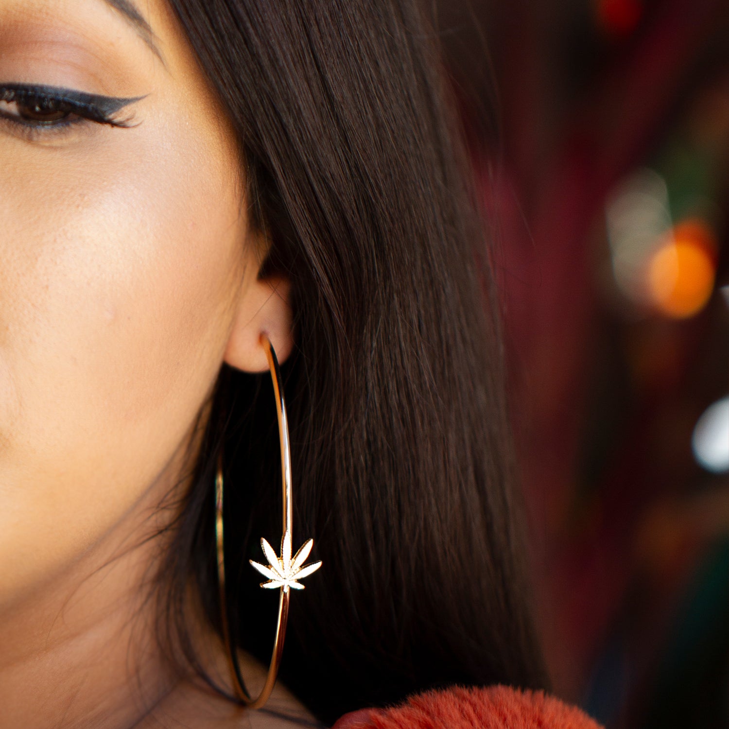 Cannabis Hoop Earrings - Sugar Rose