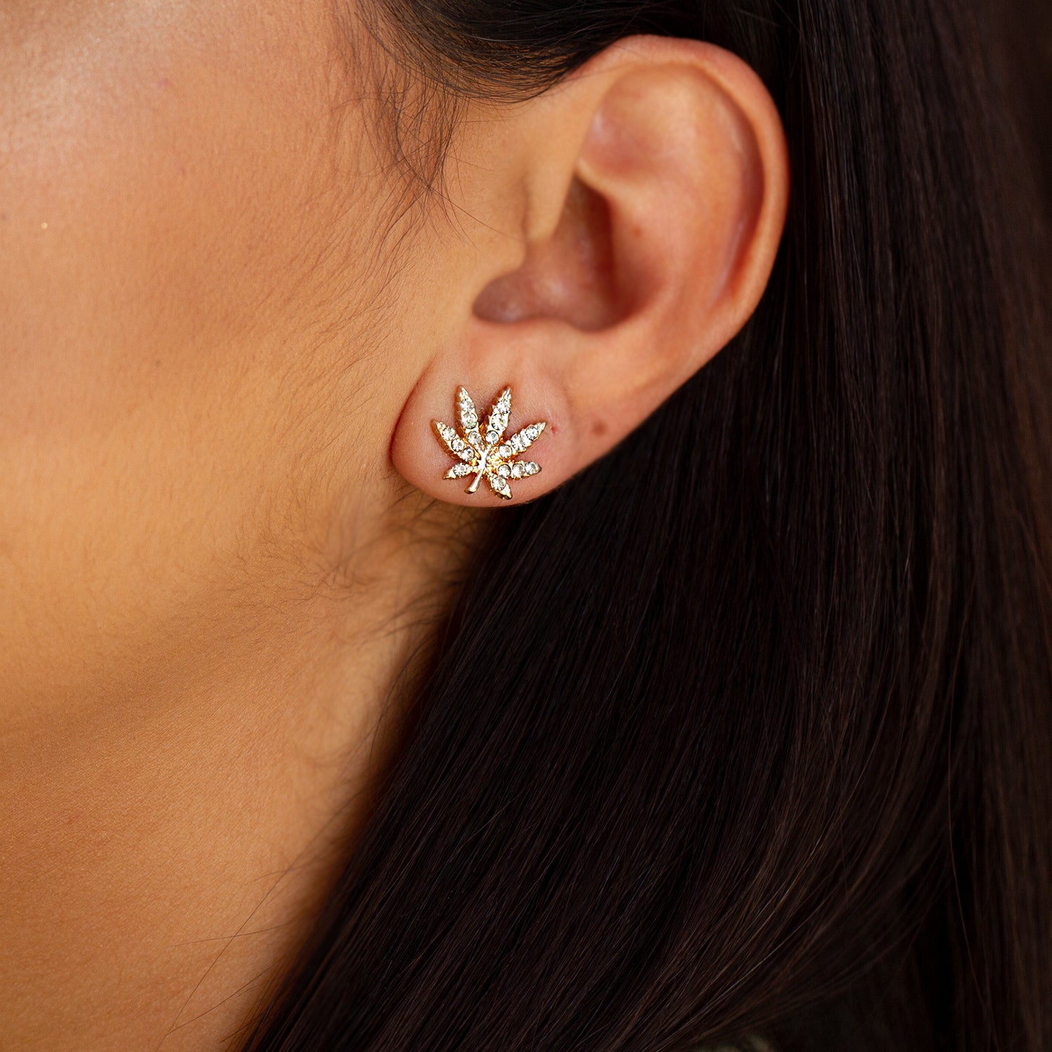 Cannabis Stud Earrings - Sugar Rose