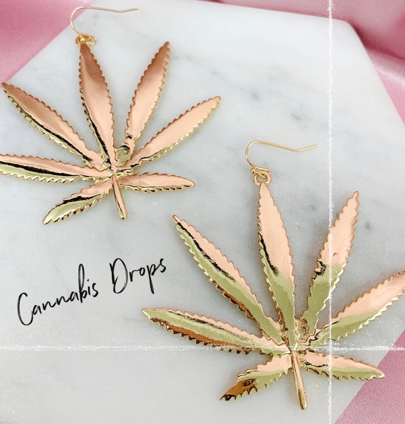 Cannabis Jewelry Dangle Drop Earrings - Sugar Rose