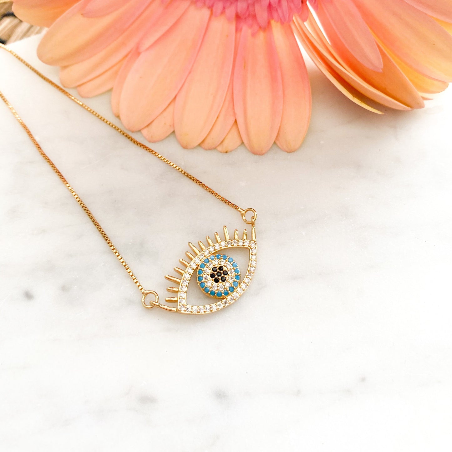 Handmade Evil Eye (Gold Dipped Necklace) - Sugar Rose