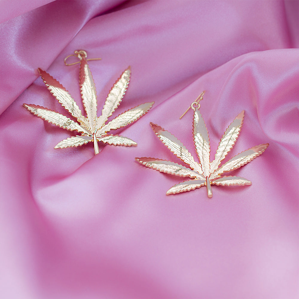 Cannabis Jewelry Dangle Drop Earrings - Sugar Rose